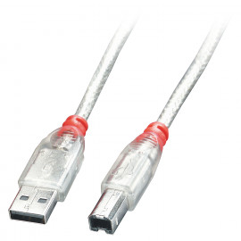 Lindy USB 2.0 Cable A/B Transparent 5m. Transfer Rate up to 480 MBit/s