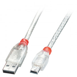 Lindy USB 2.0 Cable A/Mini-B 2m High Speed Transparent