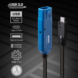 Lindy 8m USB 3.2 Gen 1 C/A Active Extension Pro