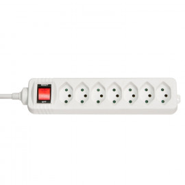 Lindy Mains 7 way gang socket Swiss with on/off Switch 2300W with overvoltage protection