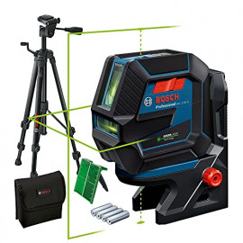 Bosch Professional Niveau Laser GCL 2-50 G (faisceau vert, support RM 10, trépied BT 150, portée visible : jusqu’à 15 m, 4x piles AA, dans une boîte en carton)