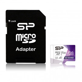 SILICON POWER SILICON POWER memory card Micro SDXC 128Go UHS-I U3 V30 +adapter up to 100Mo/s