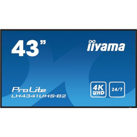IIYAMA 43", dalle IPS, 4K UHD 3840x2160, 8ms, 500 cd/m?, 1200:1, 24/7, Haut-parleurs, 3xHDMI, 1xVGA, USB (x1), Paysage/portrait, Media Player, LAN (RJ45), RS232C (Control), VESA 200x200, (42,5" TIV)