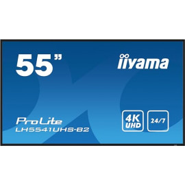 IIYAMA 55", dalle IPS, 4K UHD 3840x2160, 8ms, 500cd/m?, 1200:1, 24/7, Haut-parleurs, 3xHDMI, 1xVGA, USB (x1), Paysage/portrait, Media Player, LAN (RJ45), RS232C (Control), VESA 400x400, (54,6" TIV)