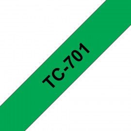 BROTHER P-TOUCH TC-701 noir sur vert 12mm
