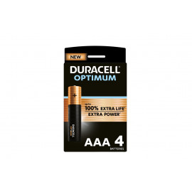 Duracell Pack de 4 piles alcalines AAA  Optimum, 1,5 V LR03