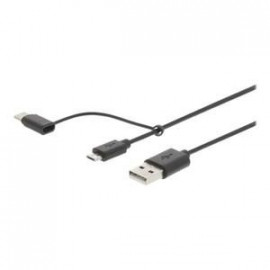 Nedis Câble de Synchronisation et de Chargement 2 en 1 USB A Mâle - USB Micro B / Type-C Mâle 1,0 m Noir