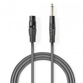 Nedis Câble audio déséquilibré XLR 3-Pin Femelle 6.35 mm Mâle Plaqué nickel 10.0 m Rond PVC Gris Foncé Boîte