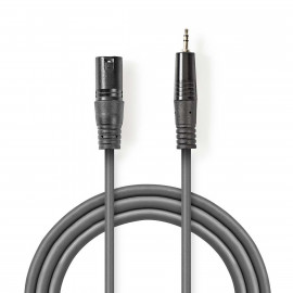 Nedis Câble Audio XLR Symétrique XLR 3-Pin Mâle 3.5 mm Mâle Plaqué nickel 3.00 m Rond PVC Gris Foncé Manchon en Carton