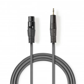 Nedis Câble Audio XLR Symétrique XLR 3-Pin Femelle 3.5 mm Mâle Plaqué nickel 1.00 m Rond PVC Gris Foncé Manchon en Carton