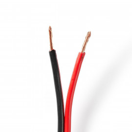 Nedis Câble haut parleur 2x 2.50 mm² Cuivre 100.0 m Rond PVC Noir / Rouge Bobine