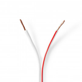 Nedis Câble haut parleur 2x 1.50 mm² CCA 100.0 m Rond PVC Blanc Emballage