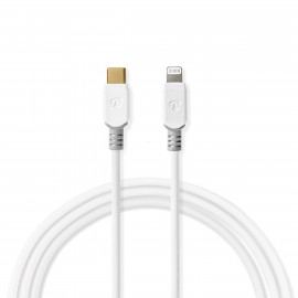 Nedis Câble Lightning Apple Mâle à 8 broches Lightning Apple vers USB-C 1,00 m Blanc
