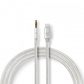 Nedis Câble Adaptateur pour Casque d'écoute Apple Lightning Mâle 8 broches Apple Lightning vers Mâle 3,5 mm 1,00 m Aluminium