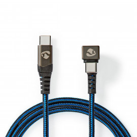 Nedis Câble USB USB 2.0 USB-C Mâle USB-C Mâle 480 Mbps Plaqué or 1.00 m Rond Nylon / Tressé Bleu / Noir Sachet avec Fenetre