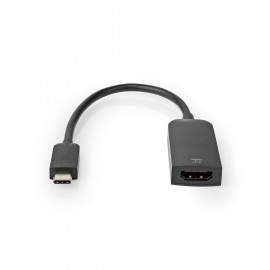 Nedis Adaptateur USB-C USB 3.2 Gen 1 USB-C Mâle HDMI Femelle 4K@60Hz 0.20 m Rond Plaqué nickel PVC Noir