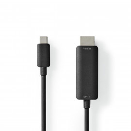 Nedis Adaptateur USB USB 3.2 Gen 1 USB Type-C Mâle HDMI Connecteur 2.00 m Rond Plaqué nickel PVC Noir Sac en plastique