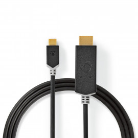 Nedis Adaptateur USB USB 3.2 Gen 1 USB Type-C Mâle HDMI Connecteur 2.00 m Rond Plaqué or PVC Anthracite Boite avec Fenêtre