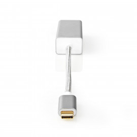 Nedis Adaptateur USB USB 3.2 Gen 1 USB Type-C Mâle RJ45 Femelle Plaqué or Droit 0.20 m Rond Nylon / Tressé Aluminium Argent Sachet avec Fenetre