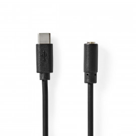 Nedis Adaptateur USB-C USB 2.0 USB-C Mâle 3.5 mm Femelle 1.00 m Rond Plaqué nickel PVC Noir Enveloppe