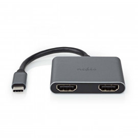 Nedis Adaptateur Multi-Ports USB USB 3.2 Gen 1 USB-C Mâle 2x HDMI 0.10 m Rond Plaqué nickel PVC Noir Boîte