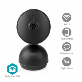 Nedis Caméra intérieure SmartLife Wi-Fi Full HD 1080p Inclinaison du panoramique microSD (non inclus) / Onvif / Stockage dans le Cloud (facultatif) Avec capteur de mouvement Vision nocturne Noir