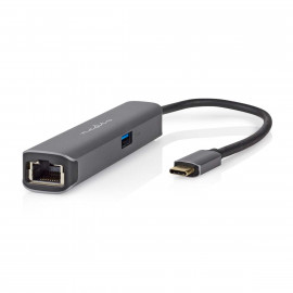 Nedis Adaptateur Multi-Ports USB USB 3.2 Gen 1 USB-C Mâle RJ45 Femelle / Sortie HDMI / USB-A Femelle / USB-C Femelle 5 Gbps 0.20 m Rond Plaqué or PVC Anthracite Boîte