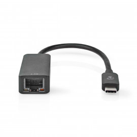 Nedis Adaptateur réseau USB USB 3.2 Gen 1 2.5 Gbps USB-C Mâle RJ45 Femelle 0.20 m Rond Plaqué nickel Cuivre étamé Noir Boîte