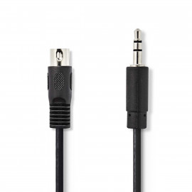 Nedis Câble audio DIN | DIN 5-Pin Mâle | 3.5 mm Mâle | Plaqué nickel | 2.00 m | Rond | PVC | Noir | Label