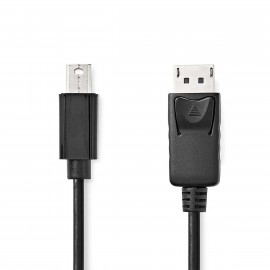 Nedis Mini câble Display Port DisplayPort 1.2 Mini DisplayPort mâle DisplayPort Mâle 21.6 Gbps Plaqué nickel 2.00 m Rond PVC Noir Label