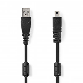 Nedis Câble USB USB 2.0 USB-A Mâle UC-E6 8 broches mâles 480 Mbps Plaqué nickel 2.00 m Rond PVC Noir Label