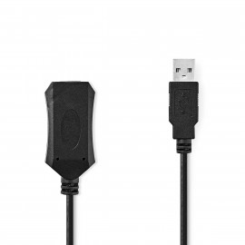 Nedis Câble USB actif USB 2.0 USB-A Mâle USB-A Femelle 480 Mbps 10.0 m Rond Plaqué nickel PVC Cuivre Label