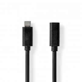 Nedis Câble USB USB 3.2 Gen 1 USB-C Mâle USB-C Femelle 60 W 4K@60Hz 5 Gbps Plaqué nickel 1.00 m Rond PVC Noir Label