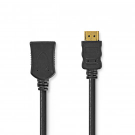 Nedis Câble HDMI Haute Vitesse avec ethernet HDMI Connecteur HDMI Femelle 4K@30Hz 10.2 Gbps 1.00 m Rond PVC Noir Label