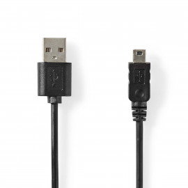 Nedis Câble USB USB 2.0 USB-A Mâle Mini 5-Pin Mâle 480 Mbps Plaqué nickel 2.00 m Rond PVC Noir Label