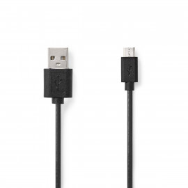 Nedis Câble USB USB 2.0 USB-A Mâle USB Micro-B mâle 7.5 W 480 Mbps Plaqué nickel 1.00 m Rond PVC Noir Label