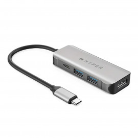 Hyper Hub USB Type-C 4-en-1 - Connectez facilement vos appareils à votre MacBook, Chromebook ou PC avec ce Hub USB Type-C 4-en-1. Profitez de l'expérience HDMI 4K 60Hz pour des images nettes et claires. Avec 100W Power Delivery, 2 por
