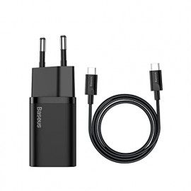 Baseus Chargeur secteur  Super Si 1 port USB-C 25W avec câble (Noir)
