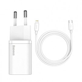 Baseus Chargeur secteur  Super Si 1 port USB-C vers Lightning 20W (Blanc)