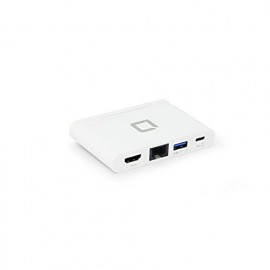DICOTA Station d'accueil portable Blanc 4-en-1 USB-A/USB-C Plug and play HDMI RJ
