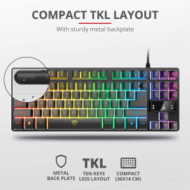 TRUST GXT 833 Thado Clavier Gamer TKL RGB Filaire Compact