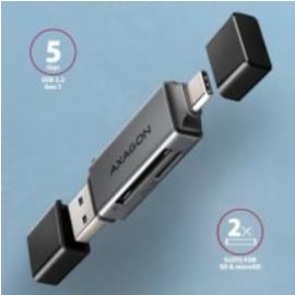 AXAGON CRE-DAC External USB 3.2 Gen1 Type-C+Type-A 2-slot SD/microSD