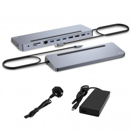 I-TEC USB-C Metal Ergonomic 4K 3x Display Docking Station with PD 100 W + Universal Charger 100W Bundle
