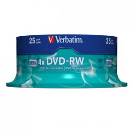 VERBATIM DVD-RW 4.7 GO CERTIFIÉ 4X (PACK DE 25, SPINDLE)